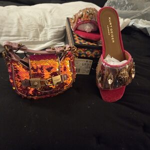 Kurt Geiger Sequin Bag and Sandals Set